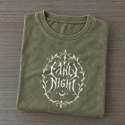 Early Night Unreadable Feelings Vintage T-shirt – Army Green