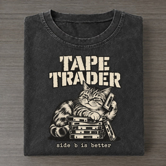 Tape Trader Alley Cat Records Vintage T-shirt – Black