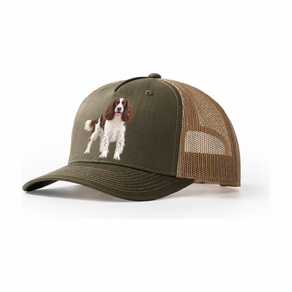 English Springer Spaniel Standing Top Breeds Trucker Hat – Olive Khaki