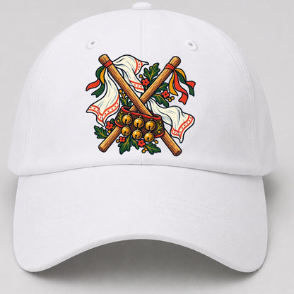 Morris Dance Bells Sticks And Handkerchiefs Uk Culture Heritage Baseball Cap – White