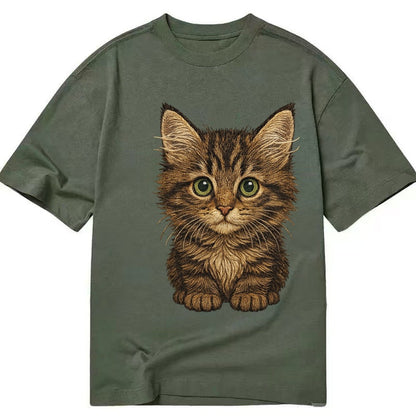 Baby Maine Coon Kitten Large Fluffy Tabby Tufted Ears Big Gr Classic T-shirt – Army Green