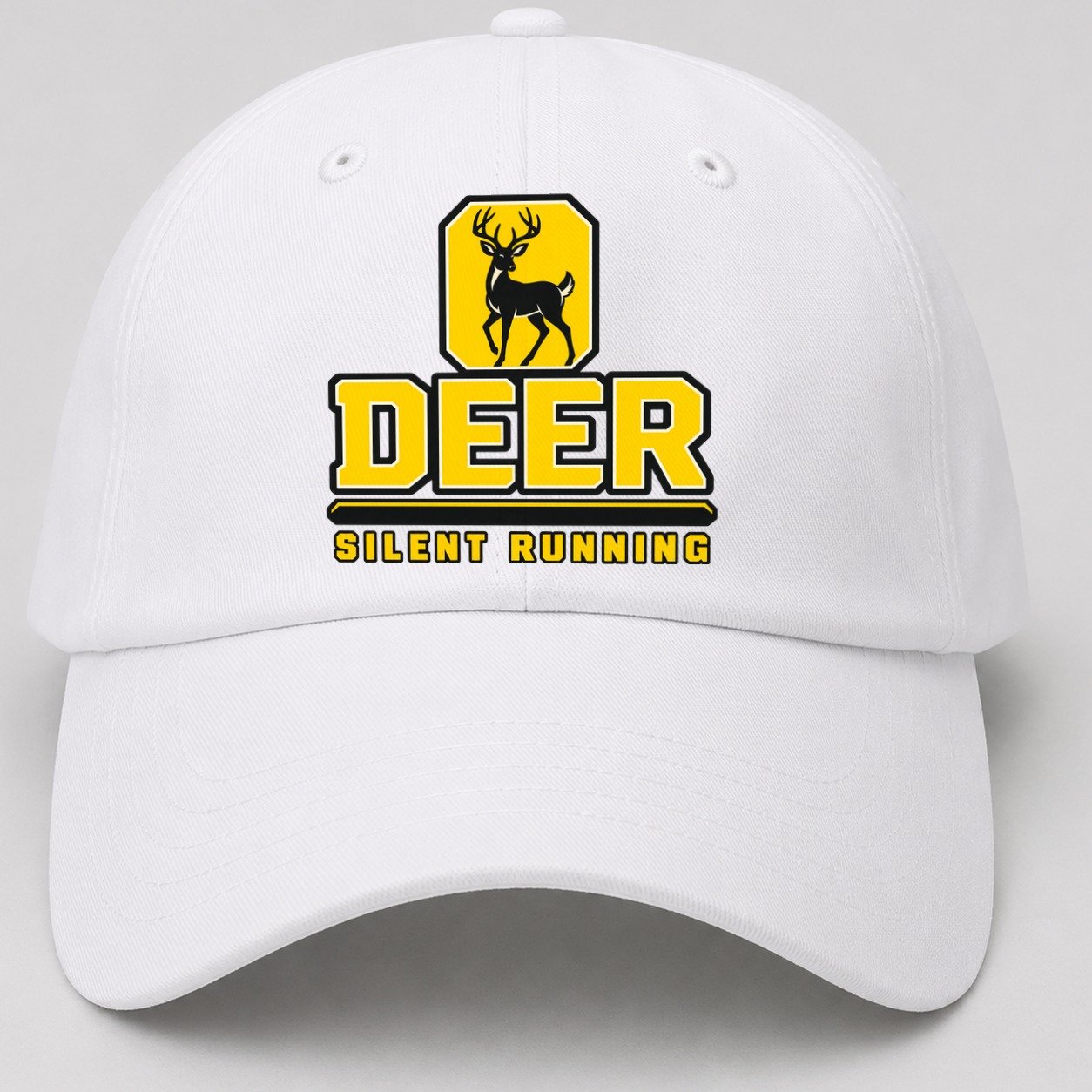 Deer Silent Running Heavy Duty Baseball Cap – White