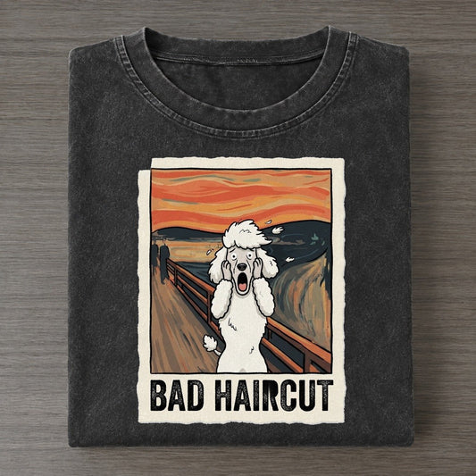 Poodle Scream Bad Haircut Scream Vintage T-shirt – Black