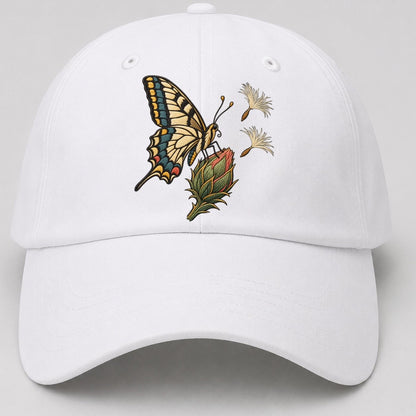 Swallowtail Thistle Rest Gentle Wild Baseball Cap – White