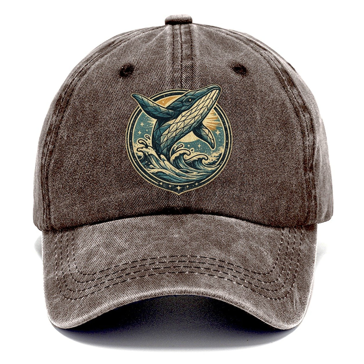 Vintage Whale Ocean Waves Classic Cap – Brown