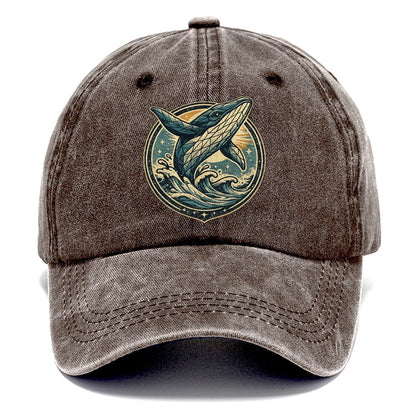 Vintage Whale Ocean Waves Classic Cap – Brown