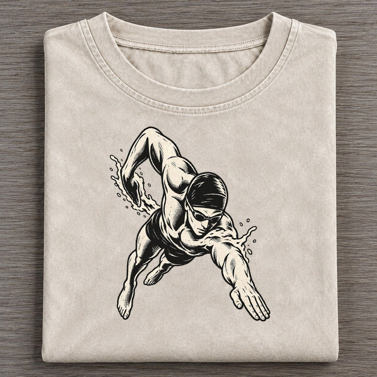 Swimmer Freestyle Catch Global Sports Ink Figures Vintage T-shirt – Off White