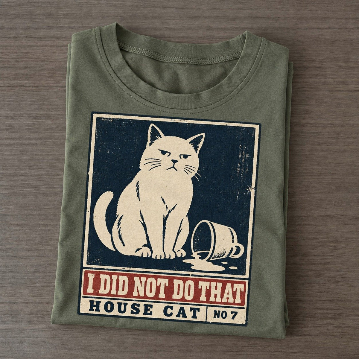 I Did Not Do That Neko Says No Classic T-shirt – Army Green