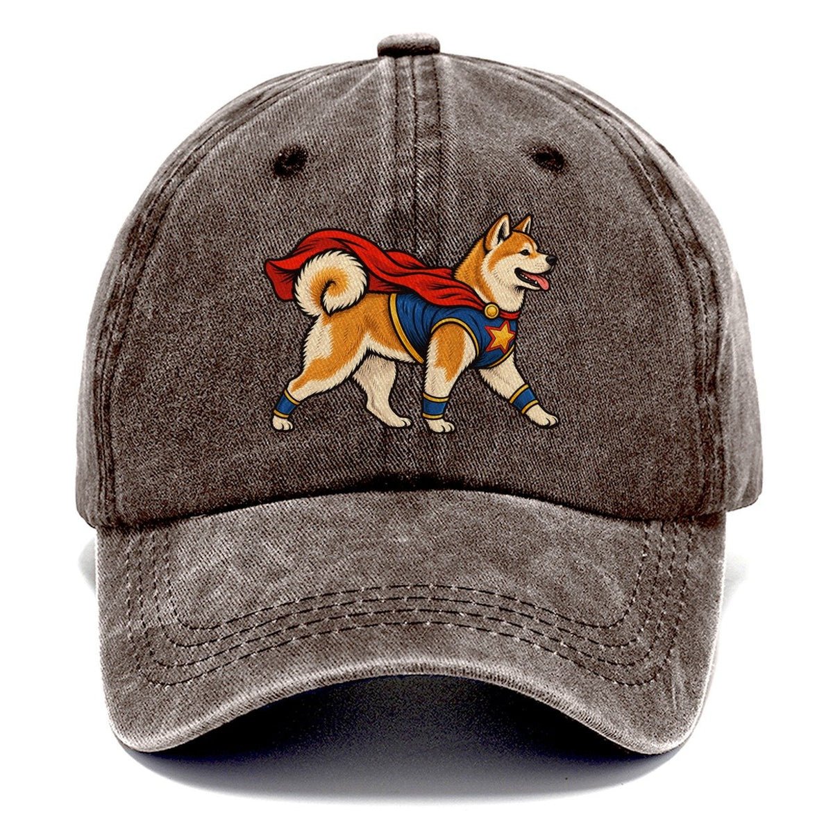 One Akita In Halloween Costume Superhero Costume With A Cape Halloween Dog Parade Classic Cap – Brown
