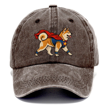 One Akita In Halloween Costume Superhero Costume With A Cape Halloween Dog Parade Classic Cap – Brown