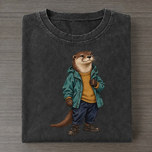 River Otter Wardrobe Portrait Wild Wardrobe Portraits Vintage T-shirt – Black