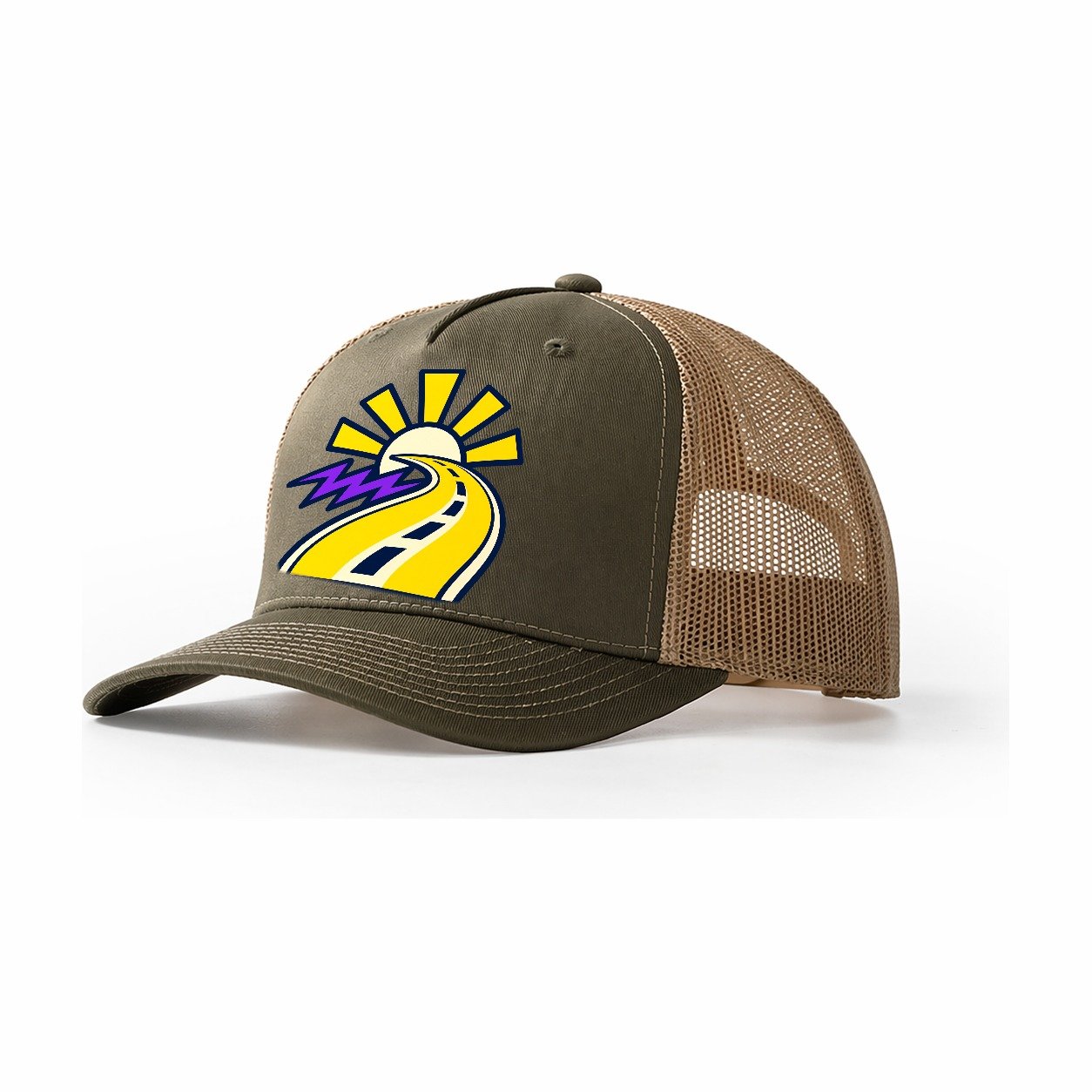 Road To Sunburst 90S Running Clubs Trucker Hat – Olive Khaki