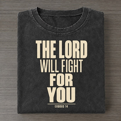 The Lord Will Fight Plain Gospel Vintage T-shirt – Black