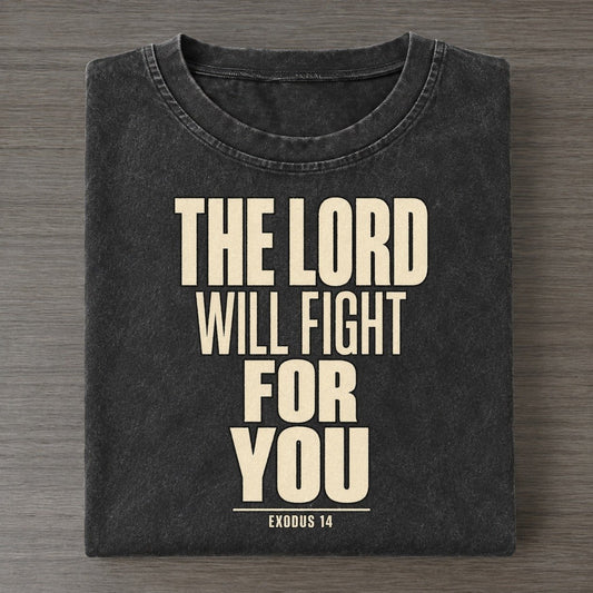 The Lord Will Fight Plain Gospel Vintage T-shirt – Black