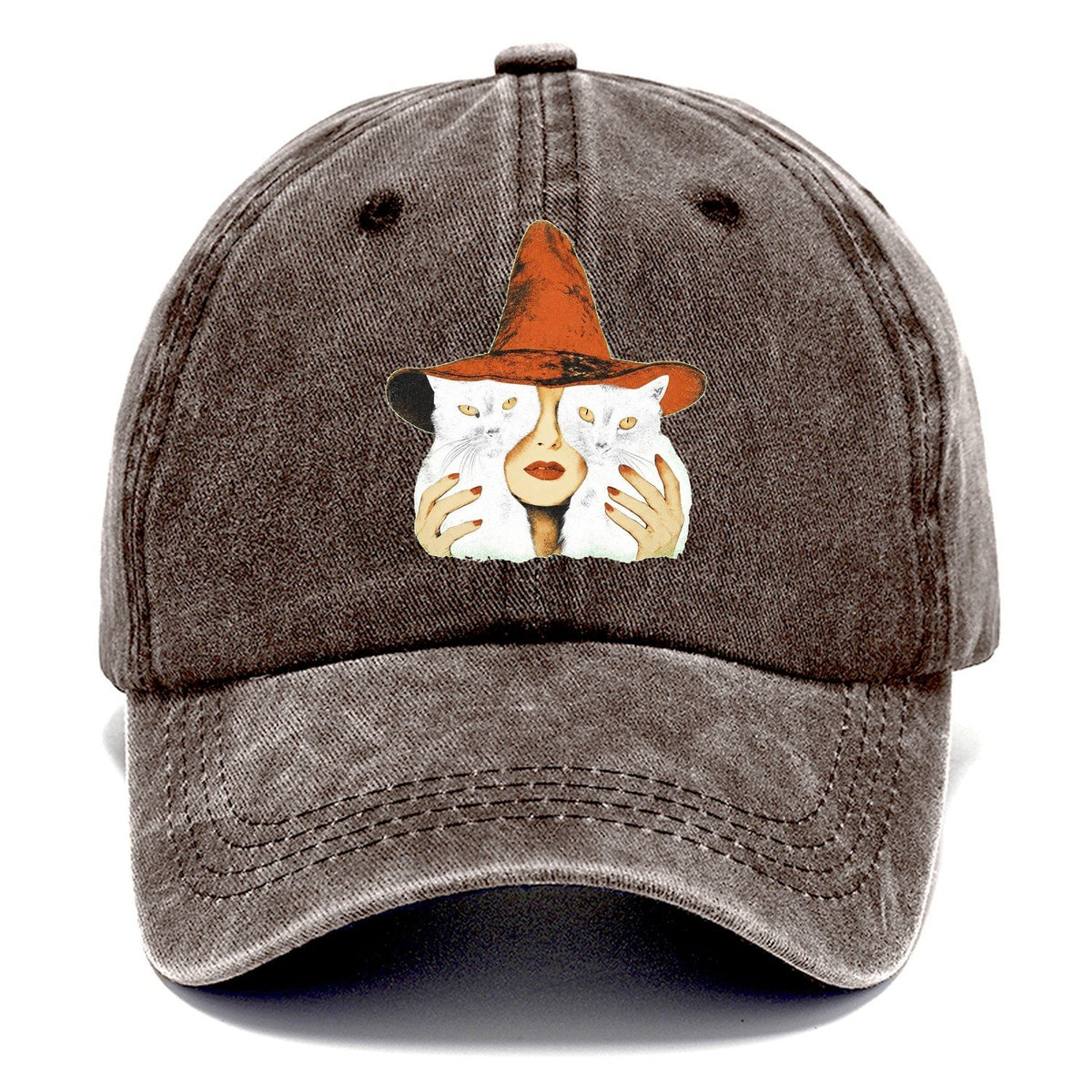 Witch Face With Cats Classic Cap – Brown