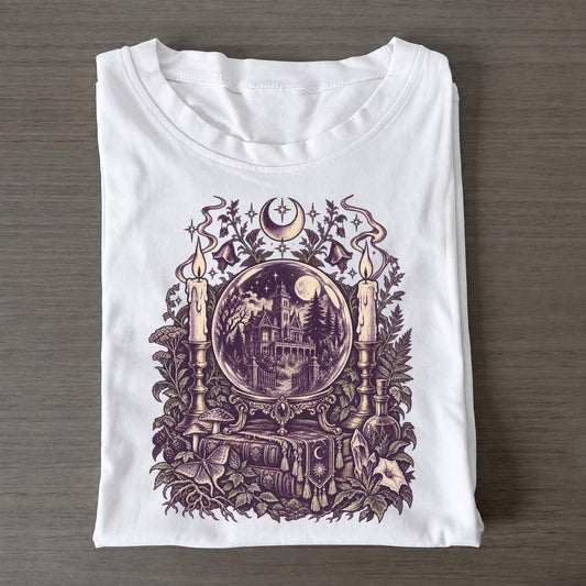 Crystal Ball Mansion Midnight Haunt Classic T-shirt – White