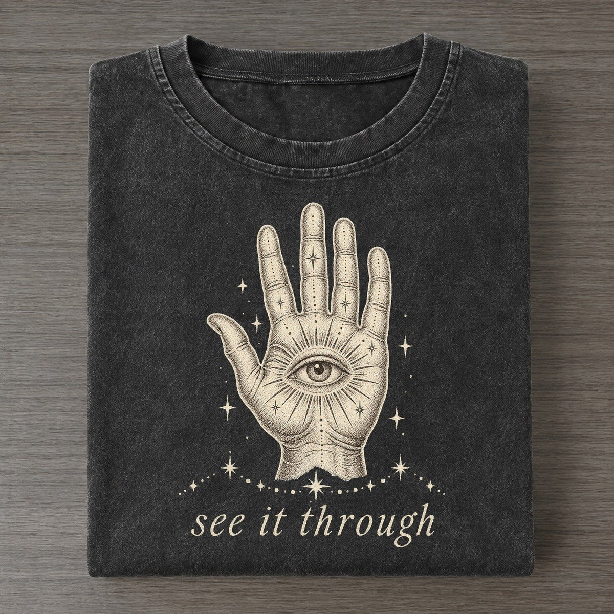 Hand And Eye Midnight Linework Vintage T-shirt – Black