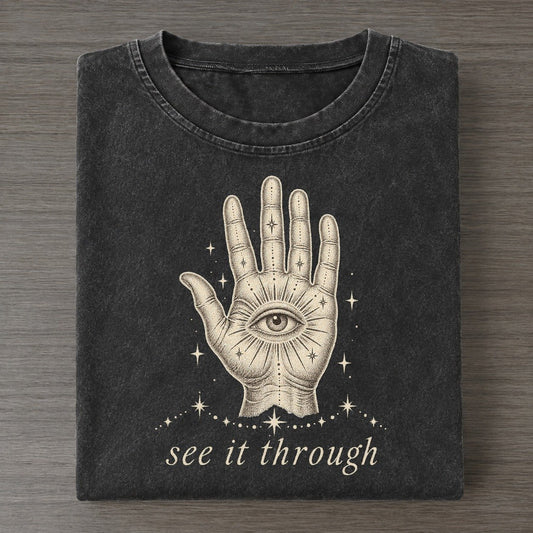 Hand And Eye Midnight Linework Vintage T-shirt – Black
