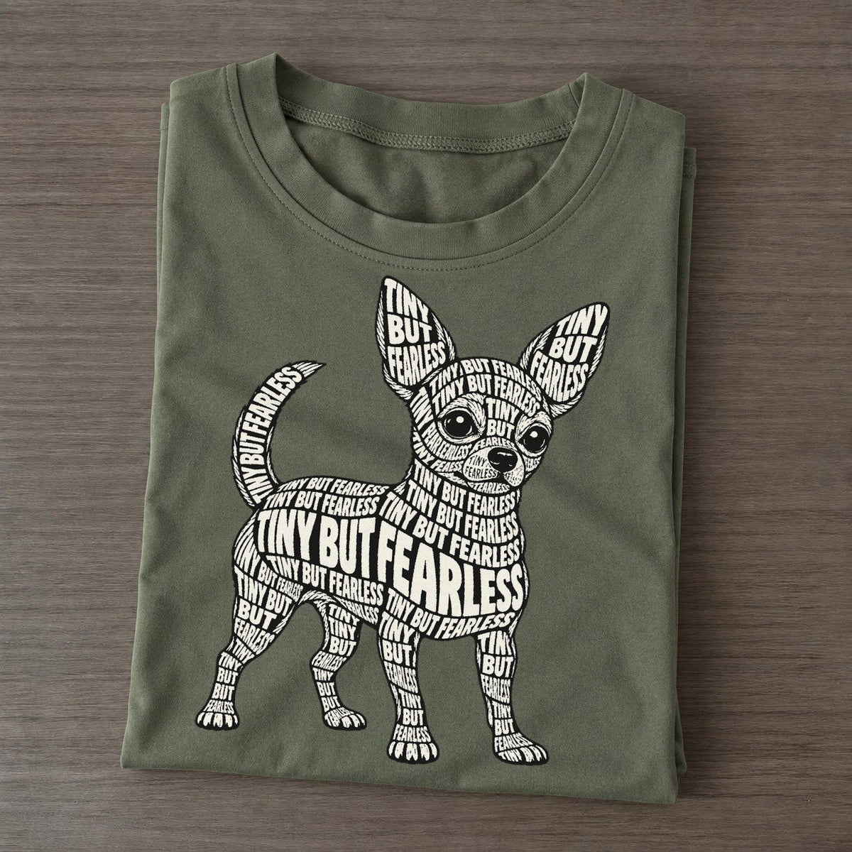 Tiny Dog Alert Phrase Silhouette Classic T-shirt – Army Green