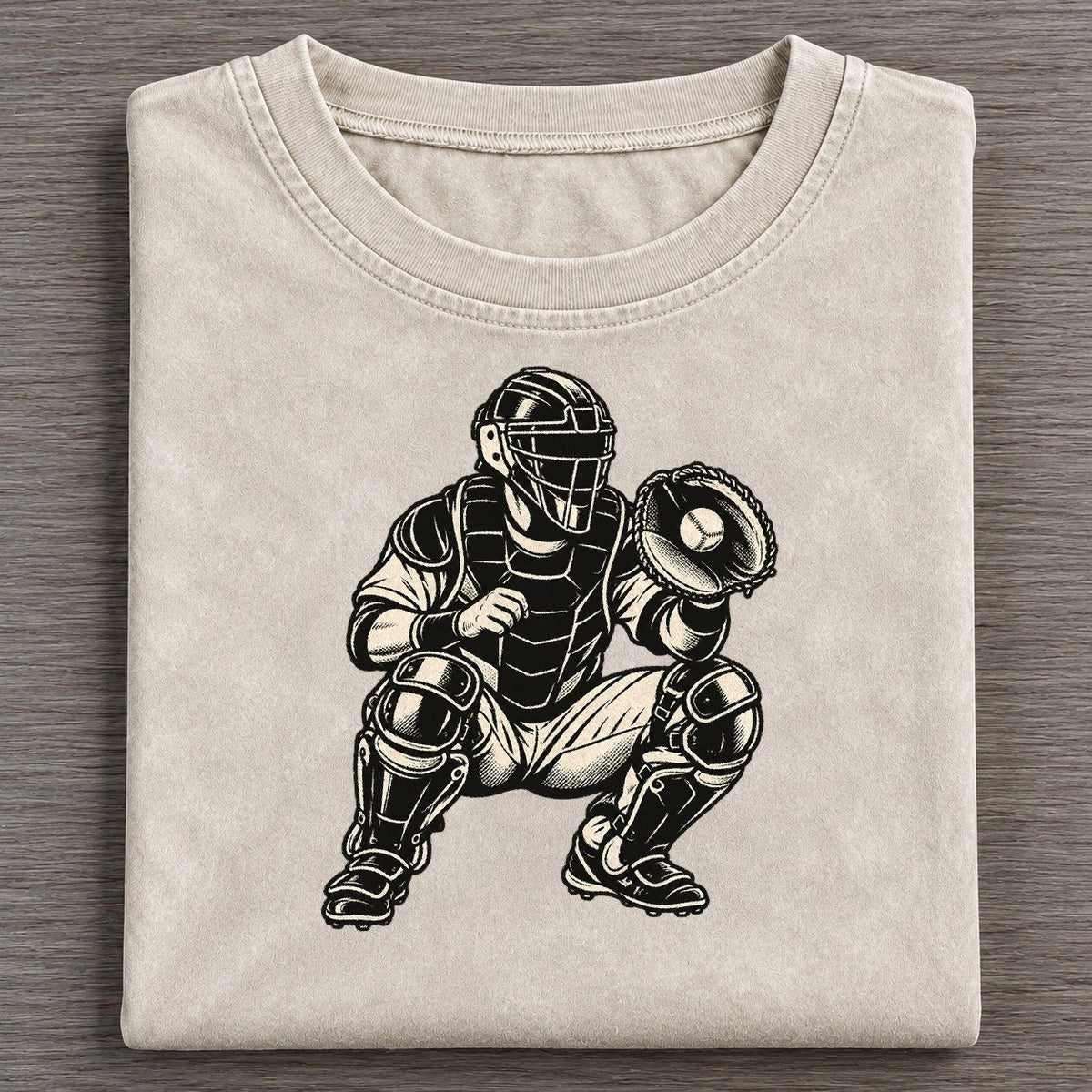 Baseball Catcher Receiving Global Sports Ink Figures Vintage T-shirt – Off White