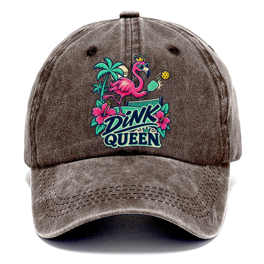 Flamingo Dink Queen Pickleball Life Classic Cap – Brown
