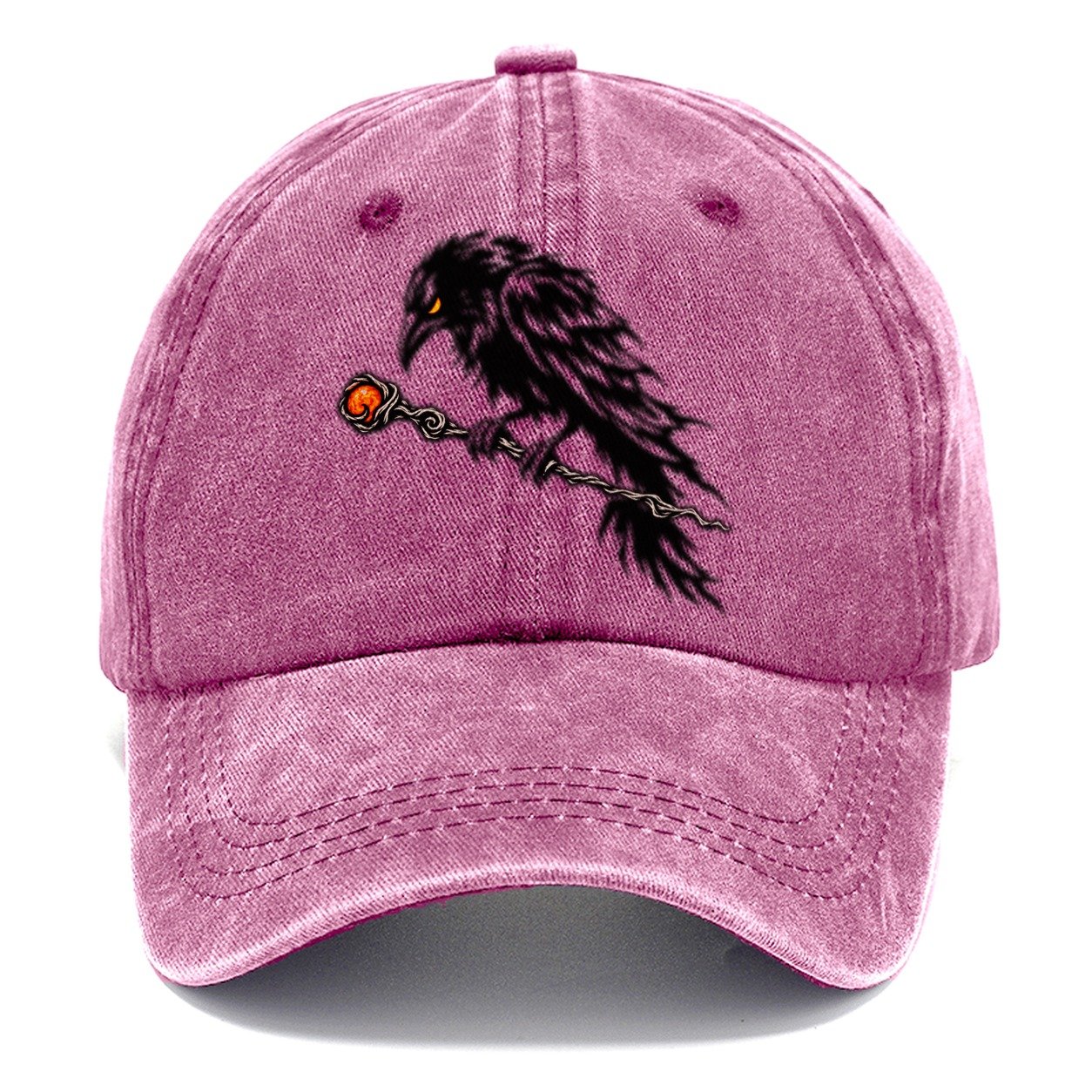 Raven Perched On A Wand Witch Magic Classic Cap – Dusty Rose