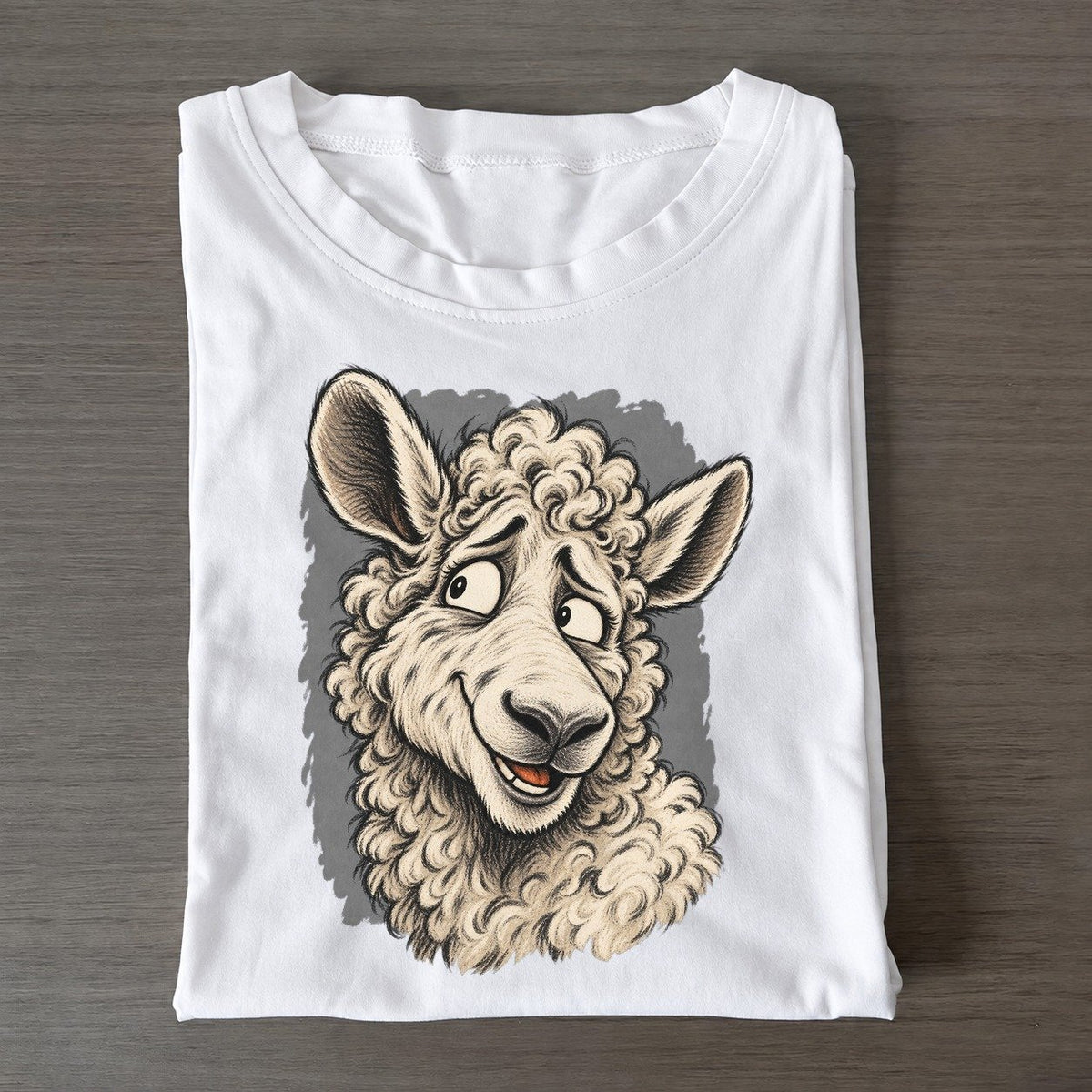 Sheep Expressive Portrait Wild Grin Gallery Classic T-shirt – White