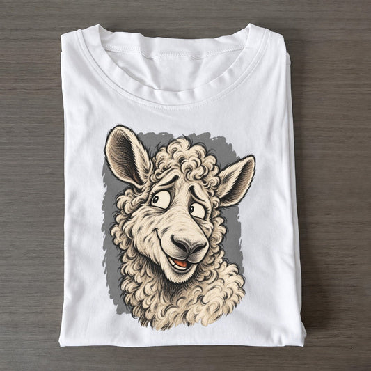 Sheep Expressive Portrait Wild Grin Gallery Classic T-shirt – White