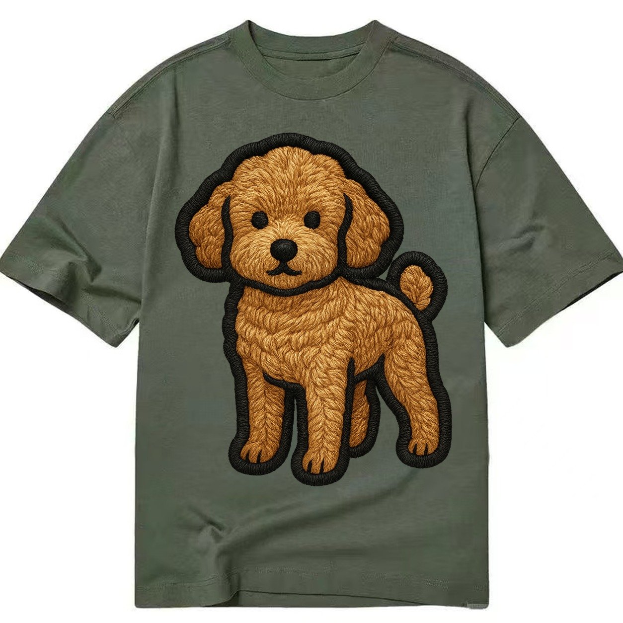 Toy Poodle Trendy Miniature Design With Thick Black Outline Classic T-shirt – Army Green