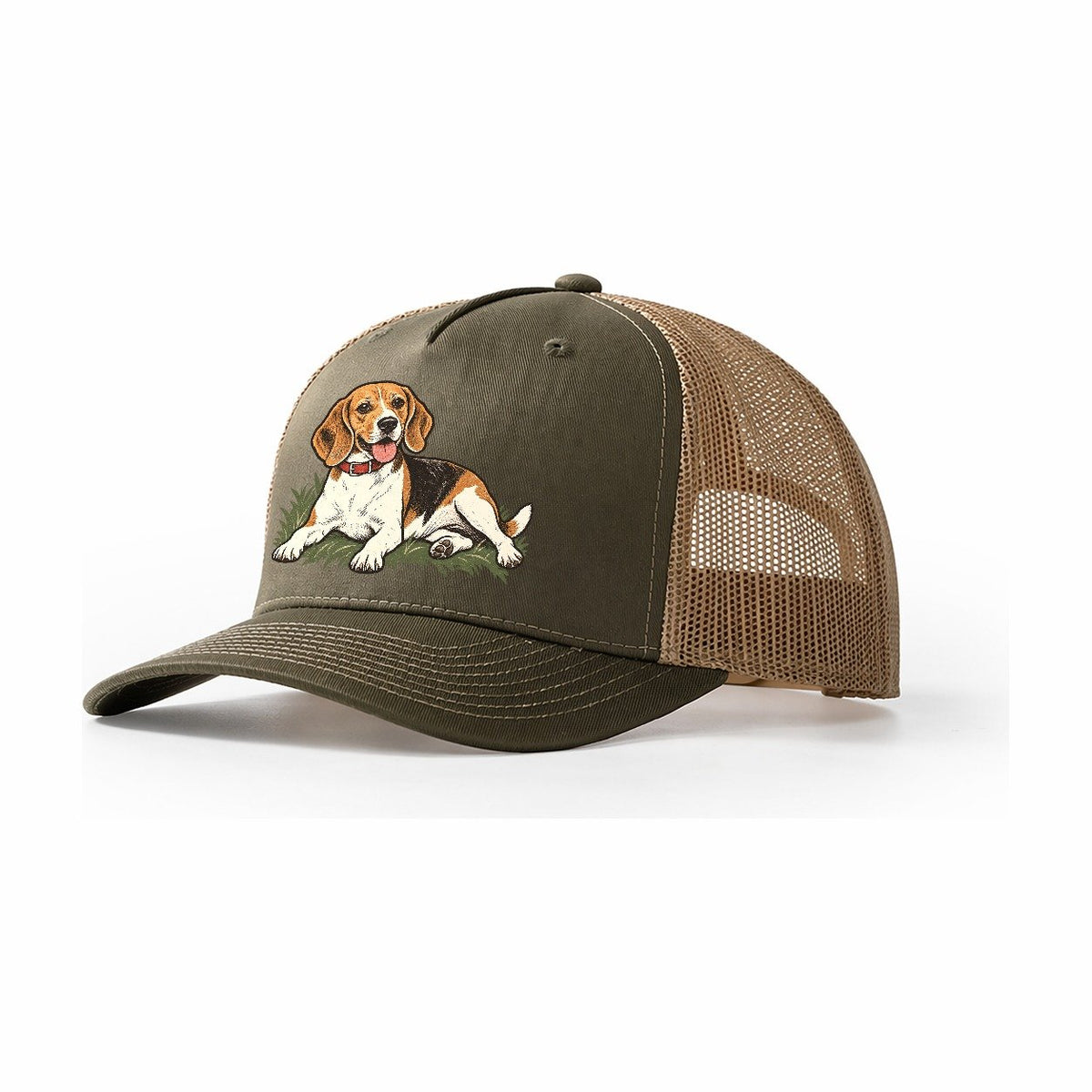 Beagle in Grass Trucker Hat – Olive Khaki
