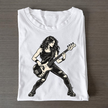 Bass Guitar Low Groove Global Music Ink Figures Classic T-shirt – White