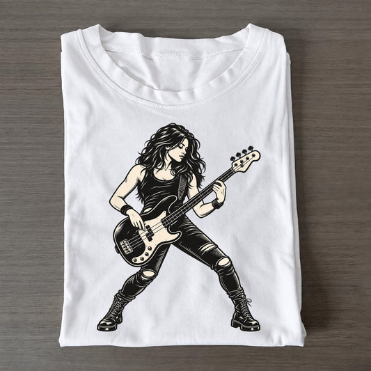 Bass Guitar Low Groove Global Music Ink Figures Classic T-shirt – White