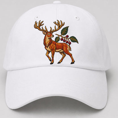 Red Deer And Rowan Berries Uk Culture Heritage Baseball Cap – White