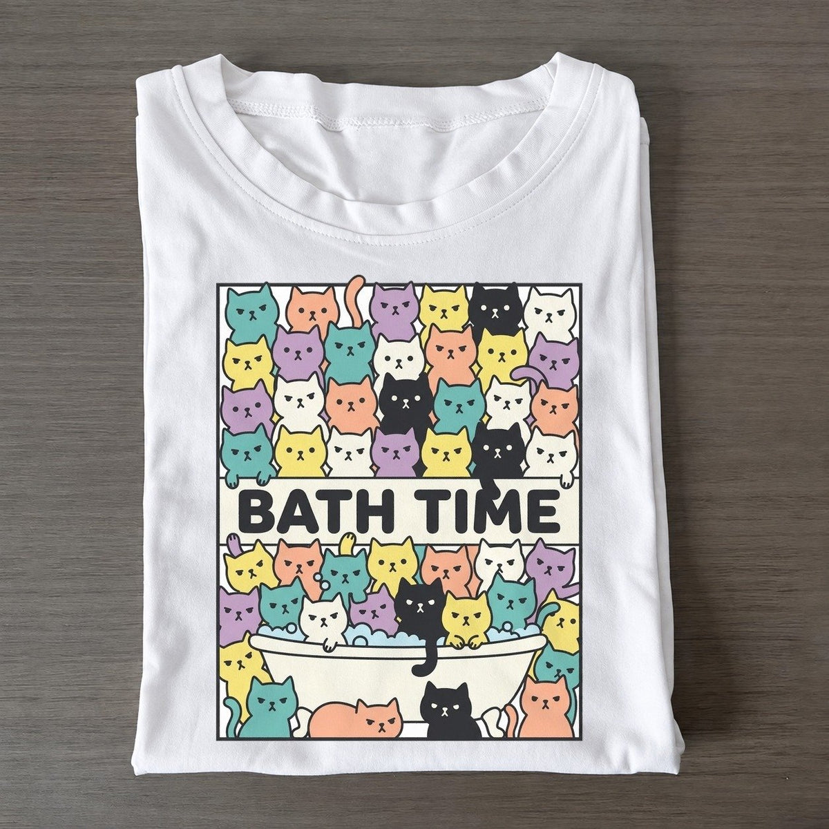 Bath Time Overcatted Classic T-shirt – White