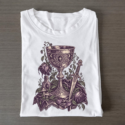 Chalice Dagger And Roses Midnight Haunt Classic T-shirt – White