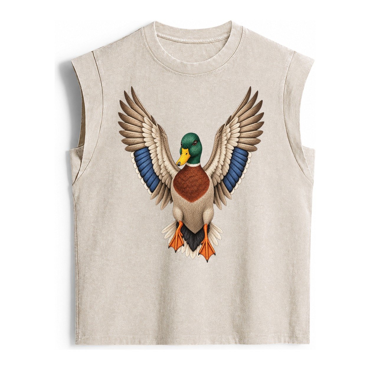 Mallard Majesty Vintage Washed Tank – Beige