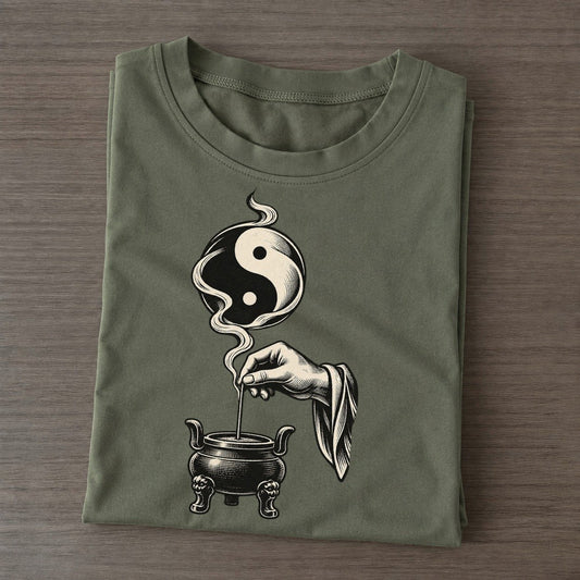 Daoist Incense And Taijitu World Faiths Ink Figures Classic T-shirt – Army Green