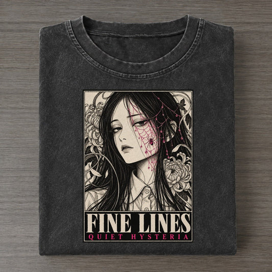 Fine Lines Quiet Hysteria Vintage T-shirt – Black