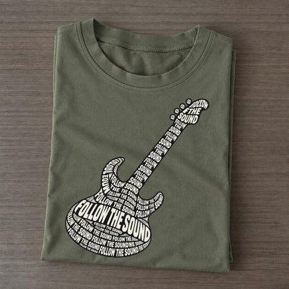 Electric Guitar Neck Phrase Silhouette Classic T-shirt – Army Green