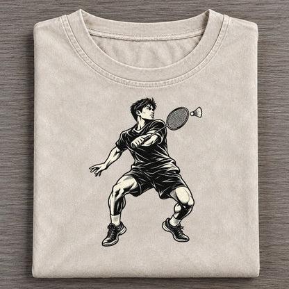 Badminton Backhand Lift Global Sports Ink Figures Vintage T-shirt – Off White