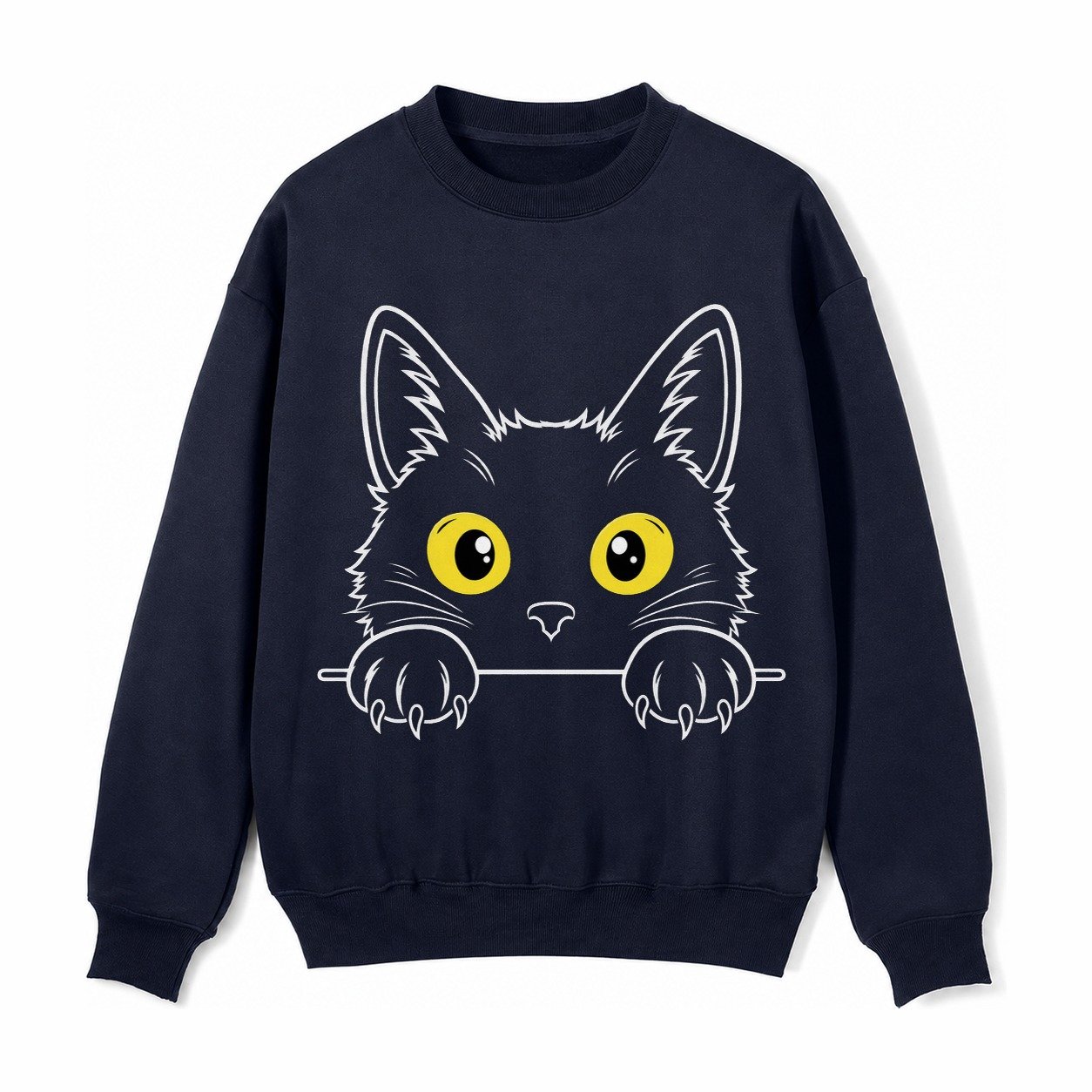 Black Cat Fleece Sweatshirt – Navy Blue