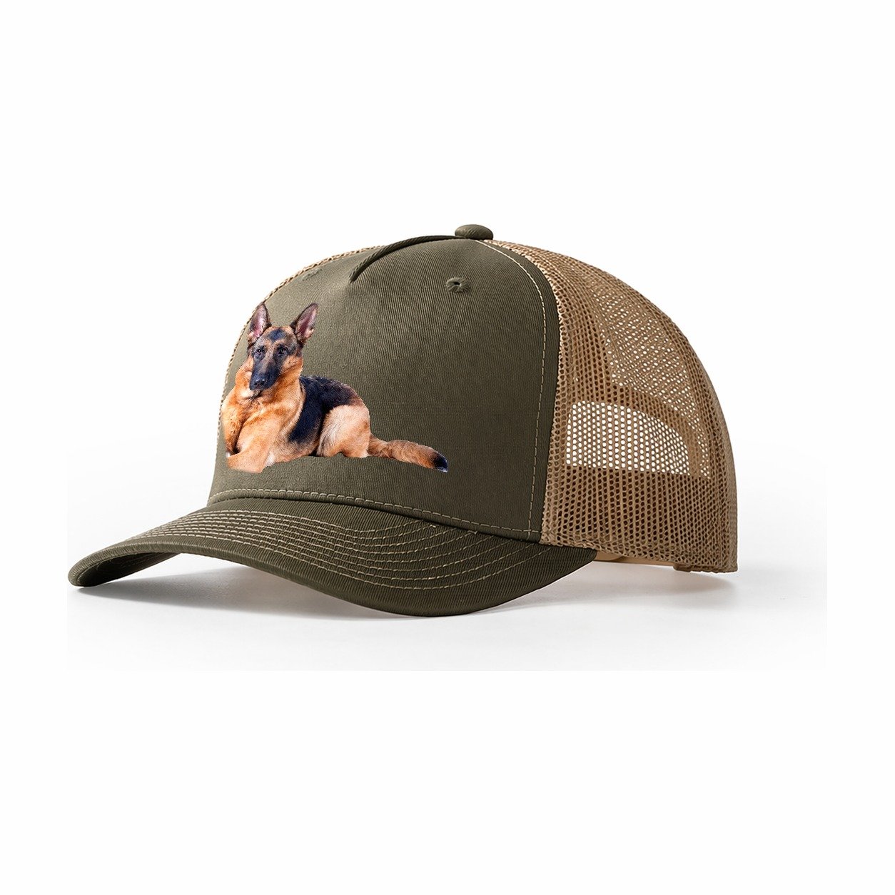 German Shepherd Chatgpt V1 Trucker Hat – Olive-Khaki