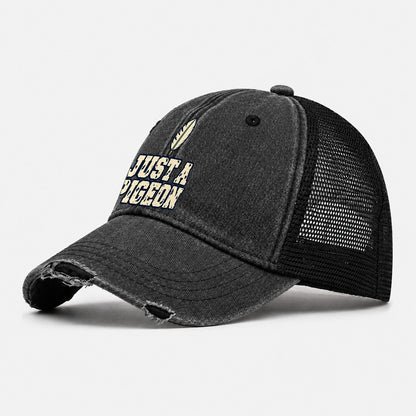 Just A Pigeon Birdwatching Washed Trucker Hat – Black