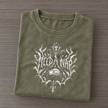 Need A Nap Unreadable Feelings Vintage T-shirt – Army Green