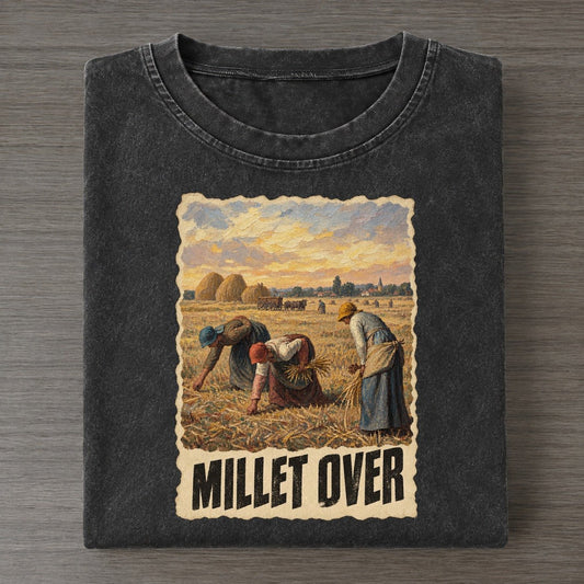 Millet Over The Gleaners Field Art Pun Vintage T-shirt – Black