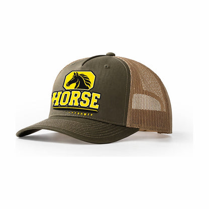 Horse One Horsepower Heavy Duty Trucker Hat – Olive Khaki