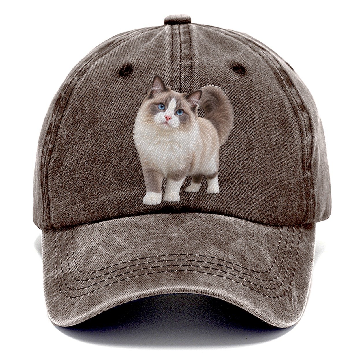 Ragdoll Standing Three Quarter Realistic Cat Portrait Classic Cap – Brown