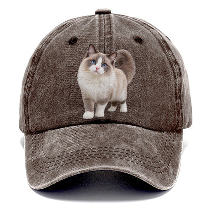 Ragdoll Standing Three Quarter Realistic Cat Portrait Classic Cap – Brown