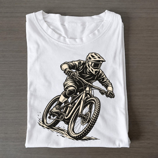 Mountain Biker Carving Berm Global Sports Ink Figures Classic T-shirt – White
