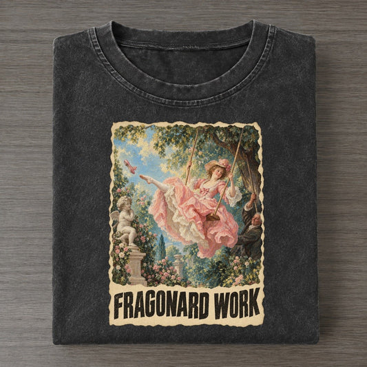 Fragonard Work The Garden Swing Art Pun Vintage T-shirt – Black